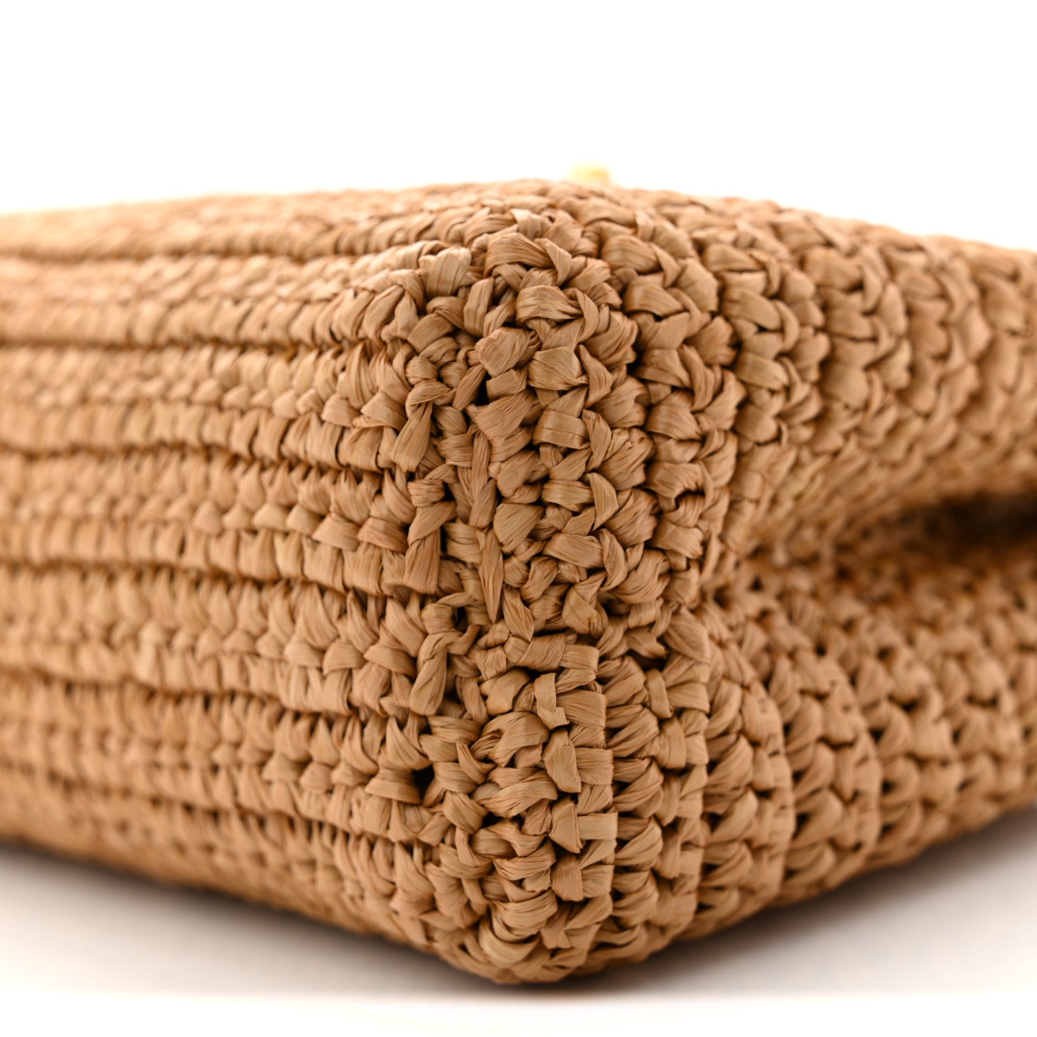 Braided Raffia Nano Kelly Flap Bag Dark Beige