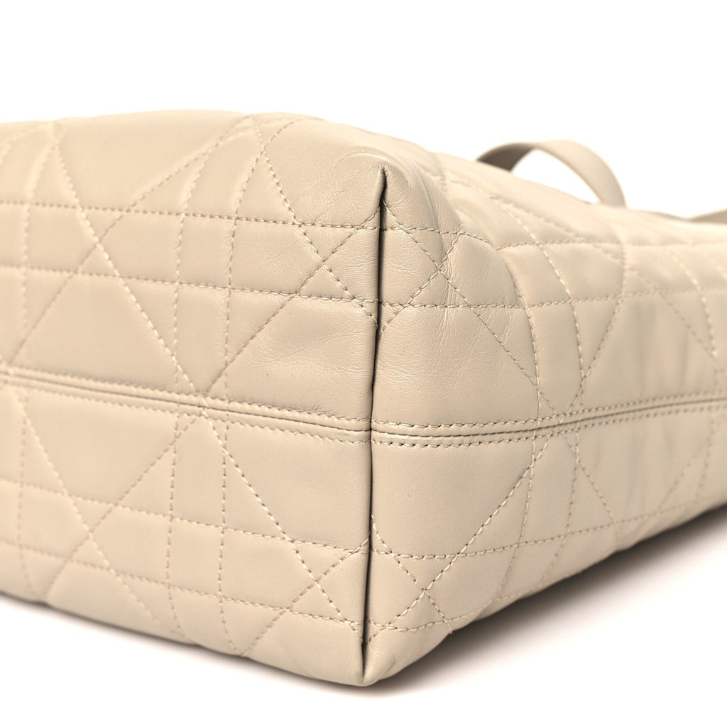 Calfskin Macrocannage Small Toujours Vertical Tote Powder Beige