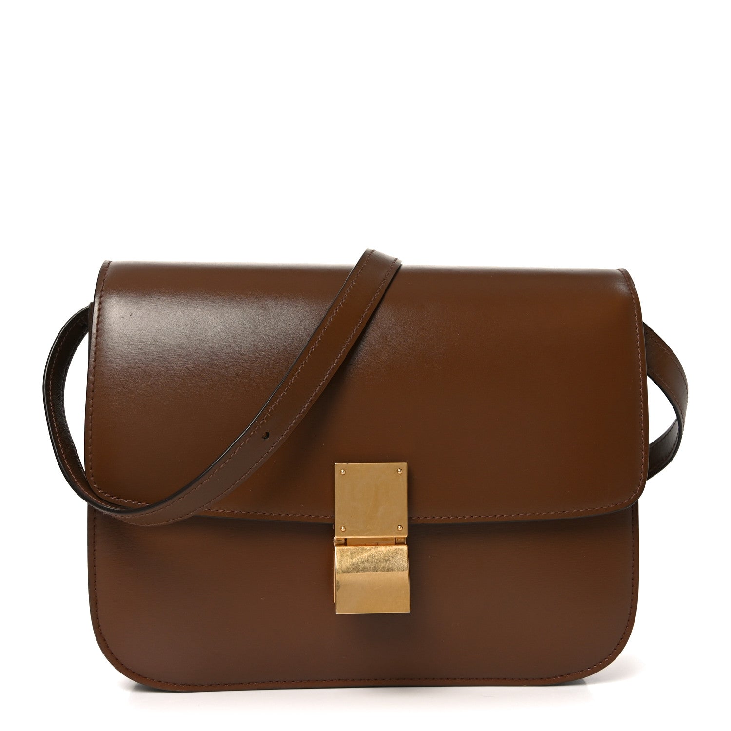 Box Calfskin Medium Classic Box Flap Bag Camel