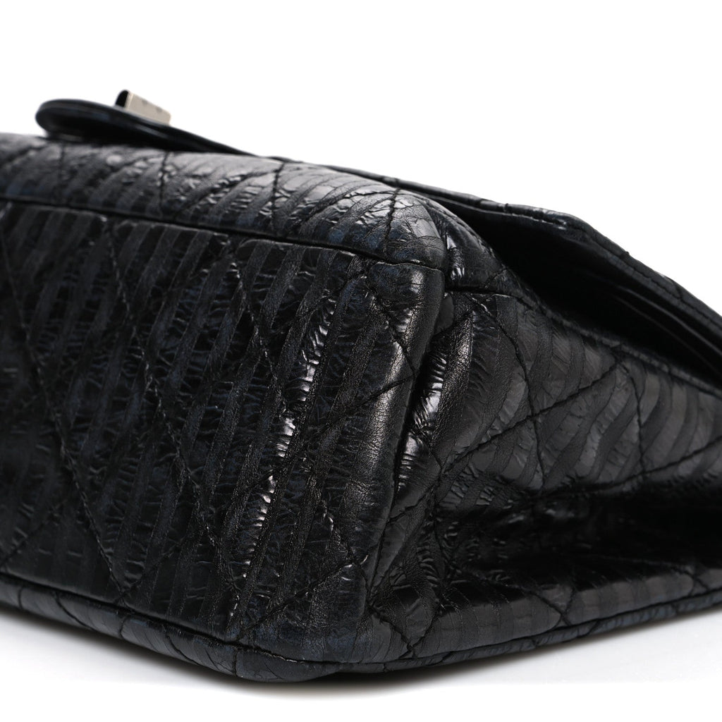 Metallic Calfskin Striped 2.55 Reissue 227 Flap Black