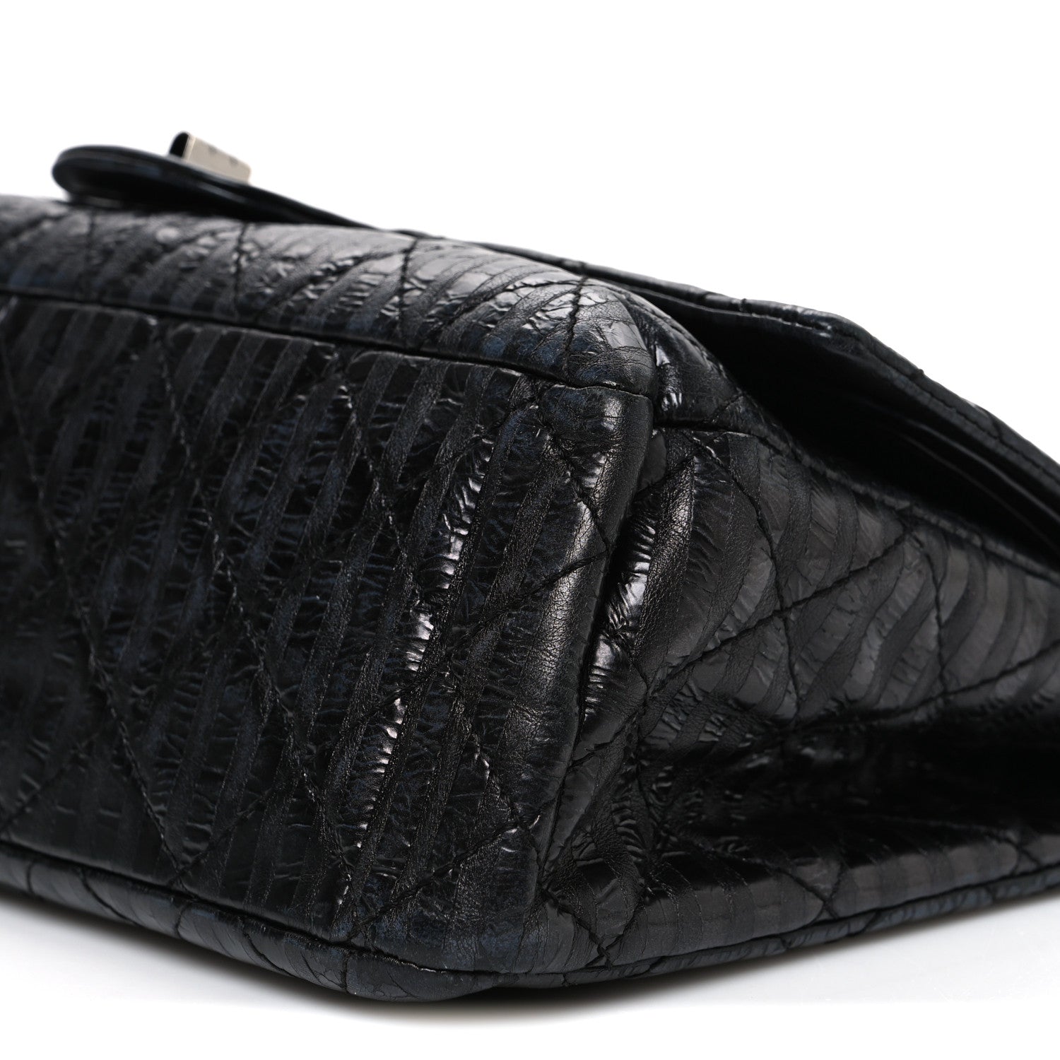 Metallic Calfskin Striped 2.55 Reissue 227 Flap Black