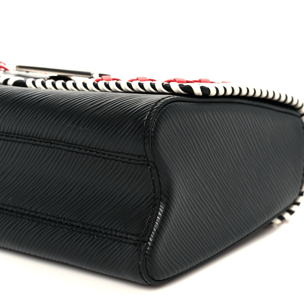 Epi Embroidered Twist Shoulder Bag MM  Black