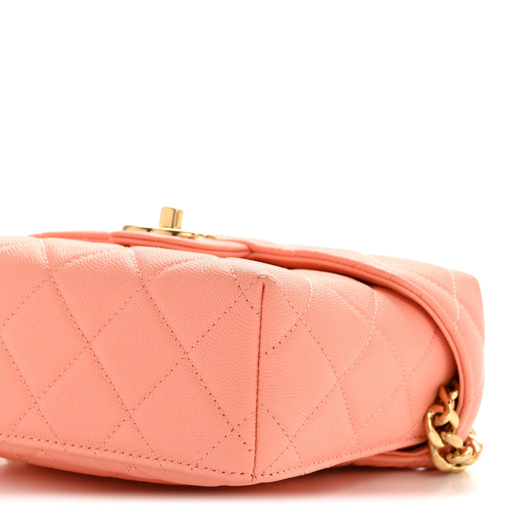 Caviar Quilted Handy Box Vanity Case Orange
