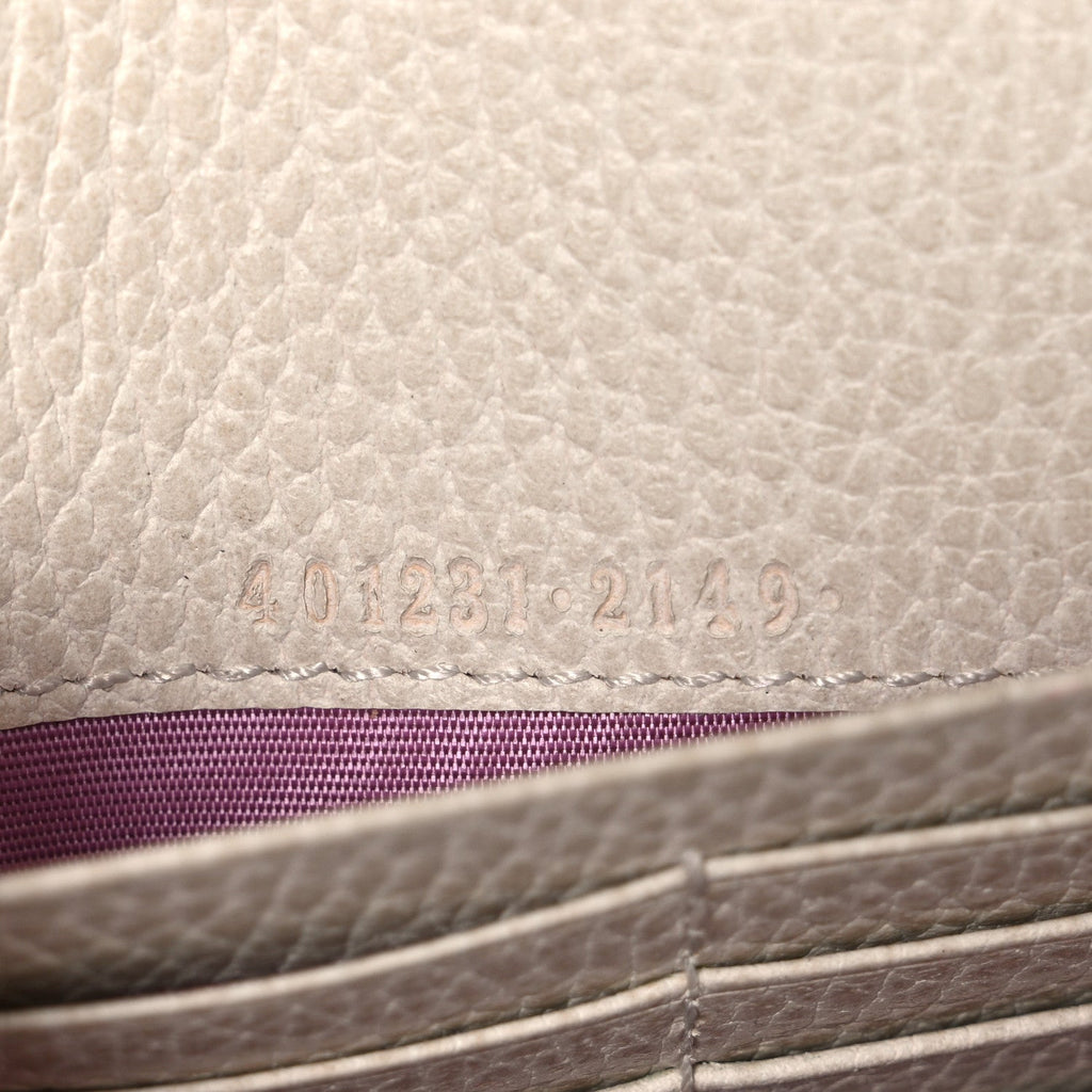 Dollar Calfskin Mini Dionysus Chain Wallet Mystic White