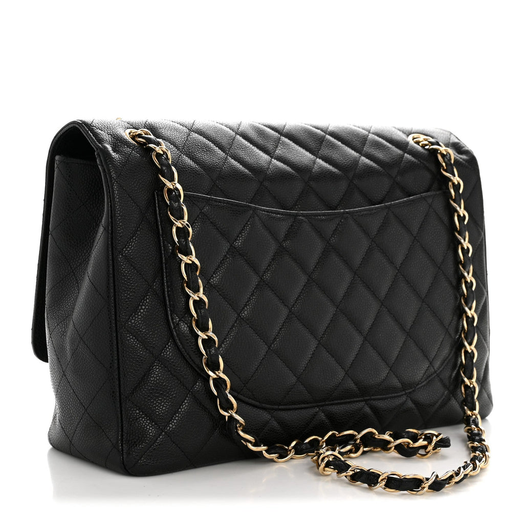 Caviar Maxi Single Flap Black