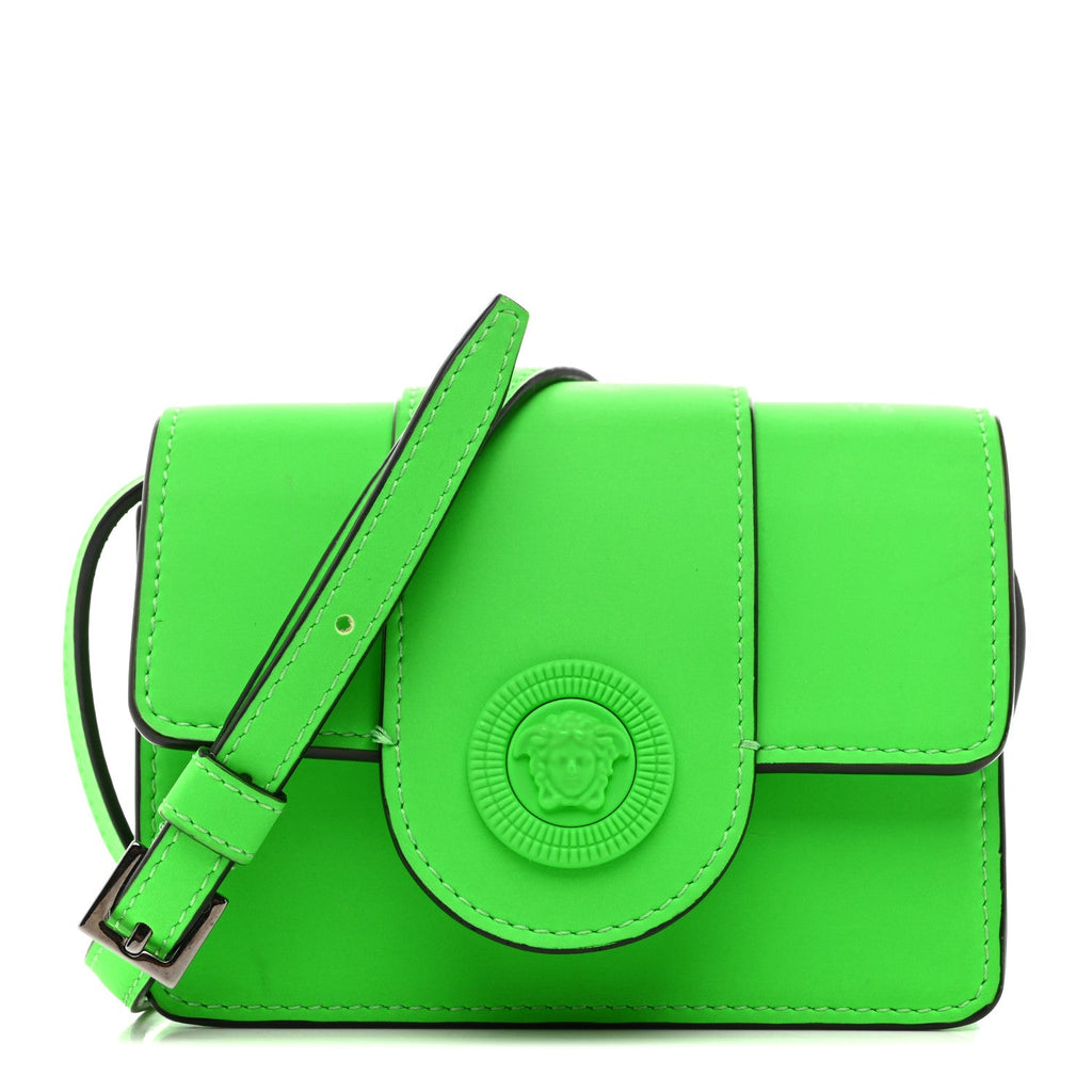 Calfskin Rubber Medusa Shoulder Bag Lime
