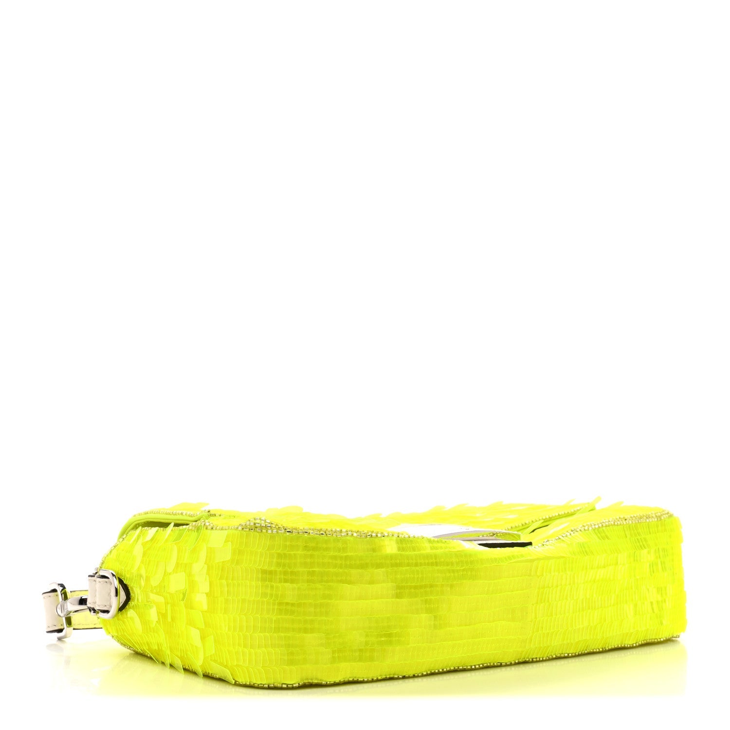 Sequin Paillettes Vitello Elaphe Grace Baguette Yellow Fluo