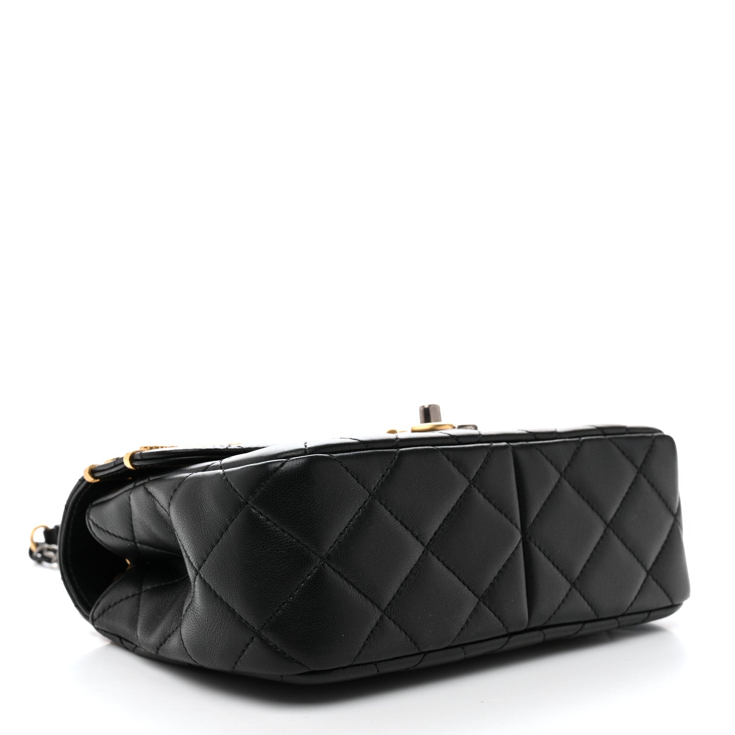 Lambskin Quilted Small Coco Clips Single Flap Black