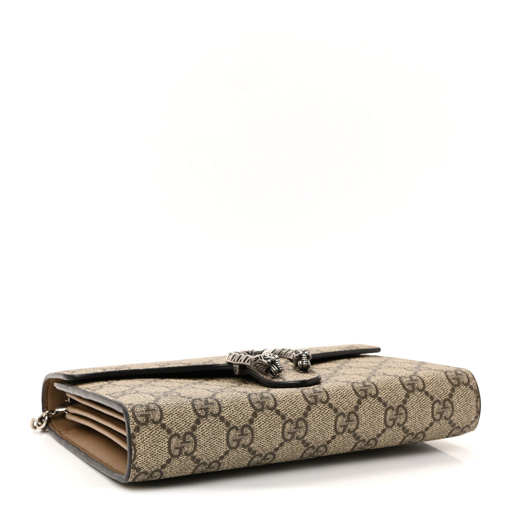 GG Supreme Monogram Mini Dionysus Chain Wallet Beige Taupe
