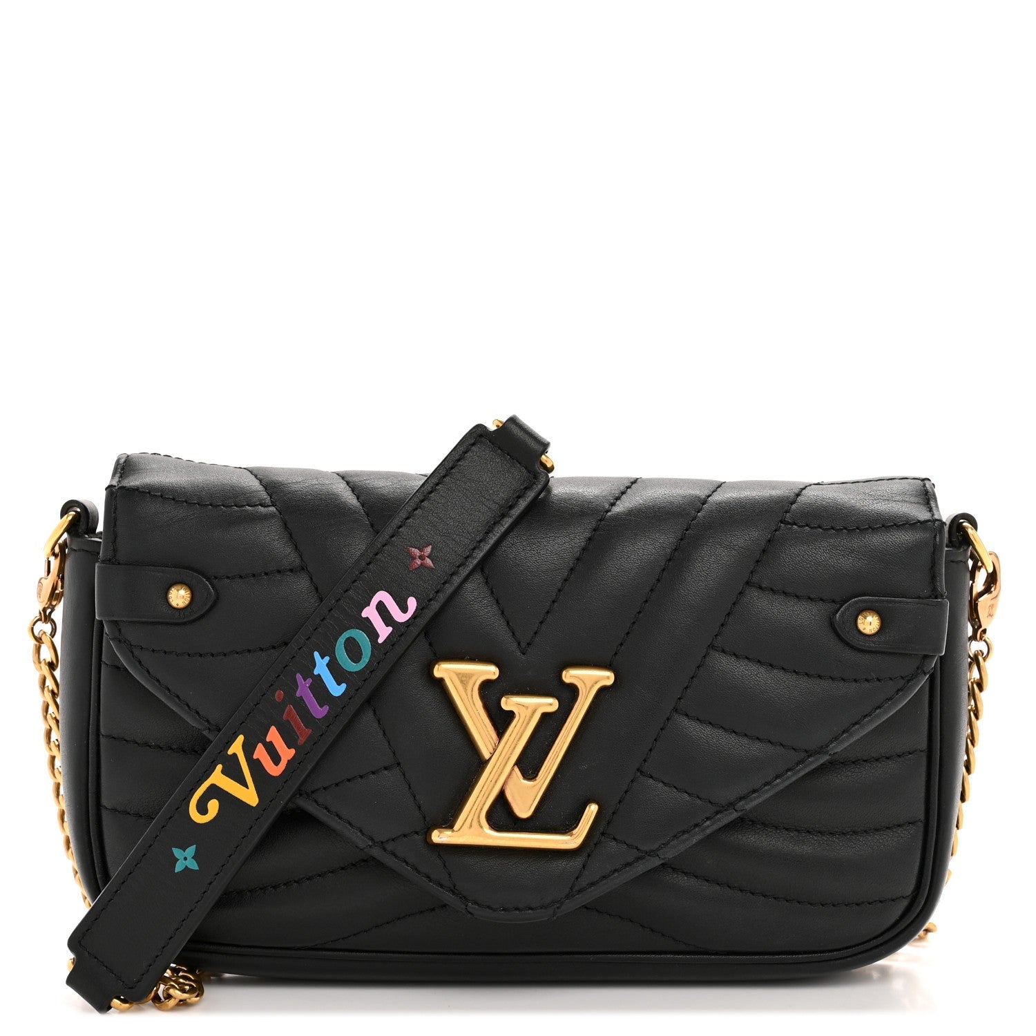 Calfskin New Wave Chain Pochette Black