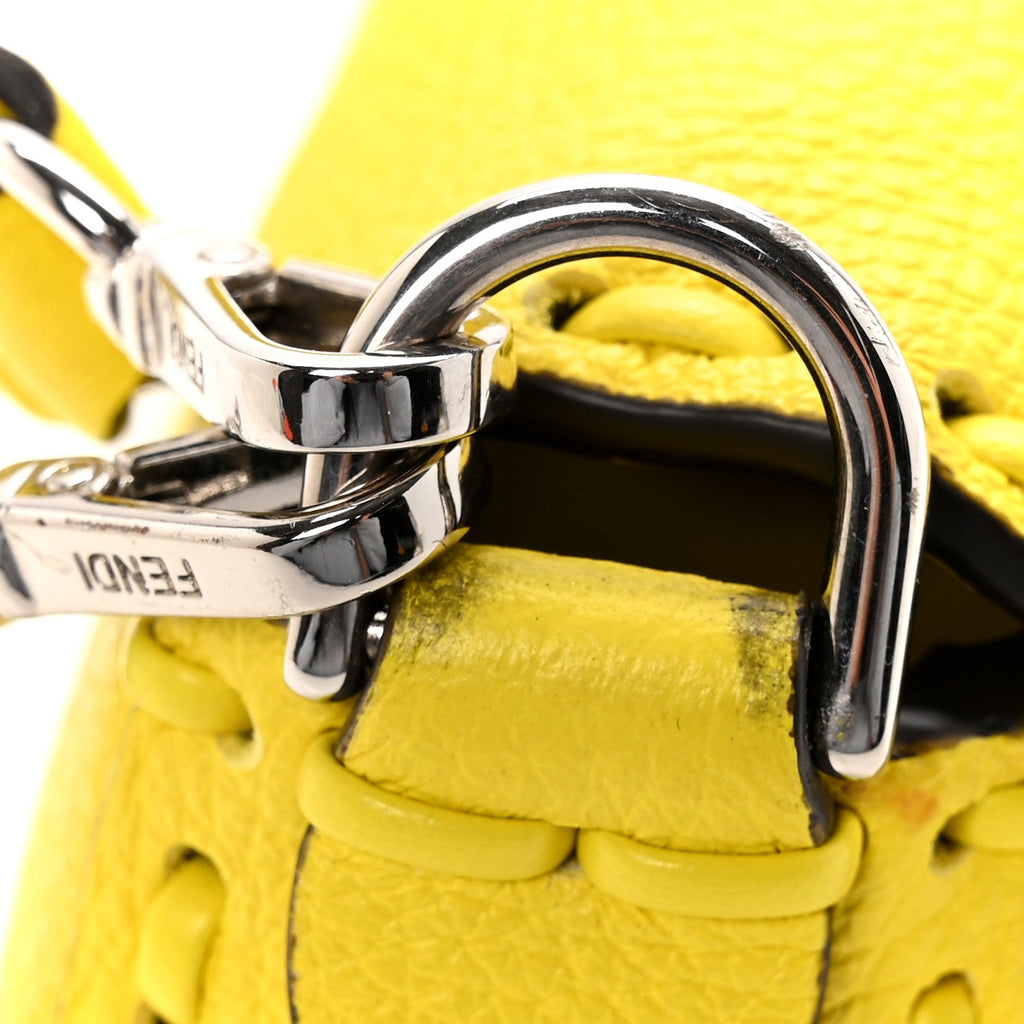 Cuoio Roma Sellerissima Nappa Sintetica Tape Stitch Mini Baguette Acid Yellow