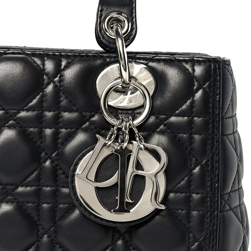 Lambskin Cannage Medium Lady Dior Navy Blue
