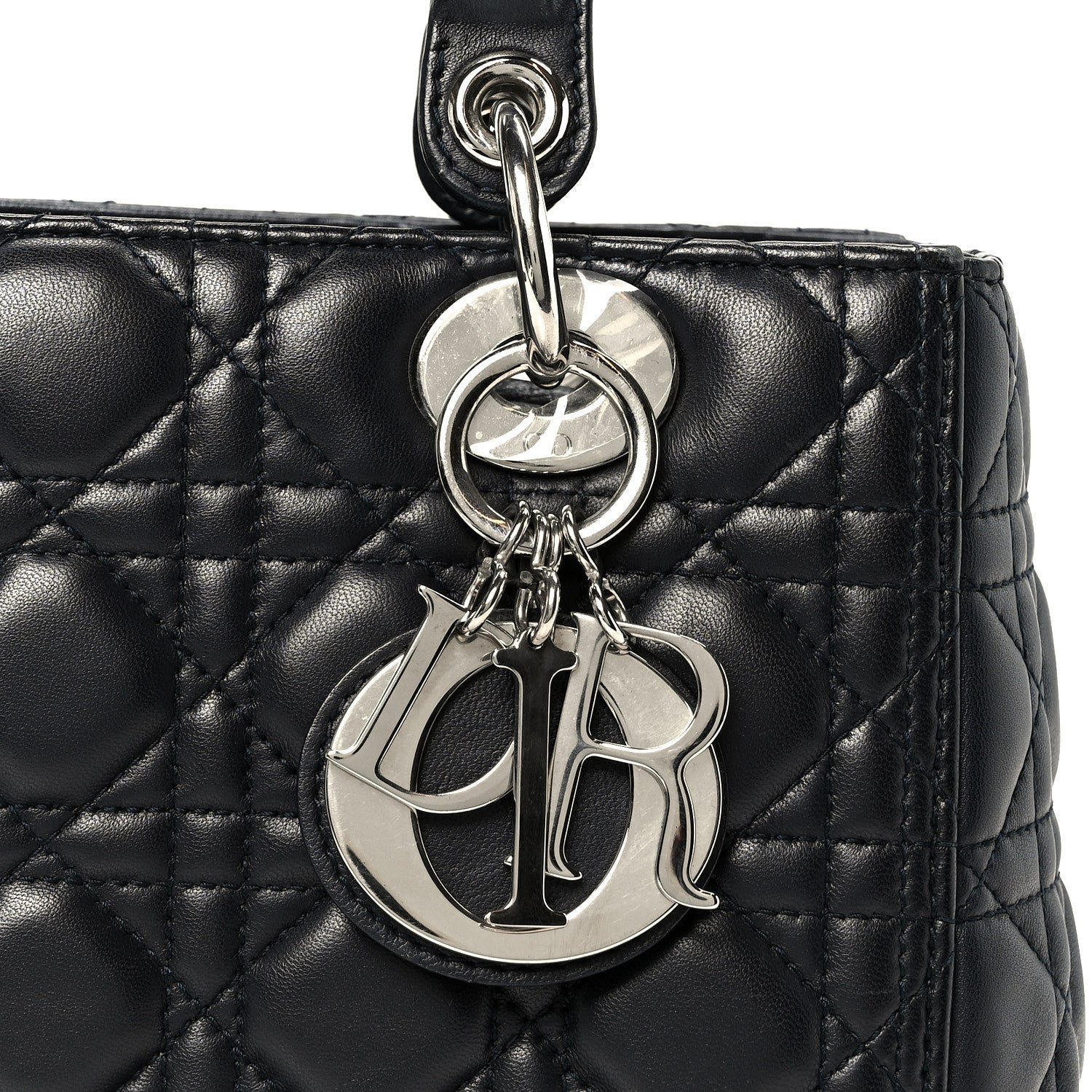 Lambskin Cannage Medium Lady Dior Navy Blue