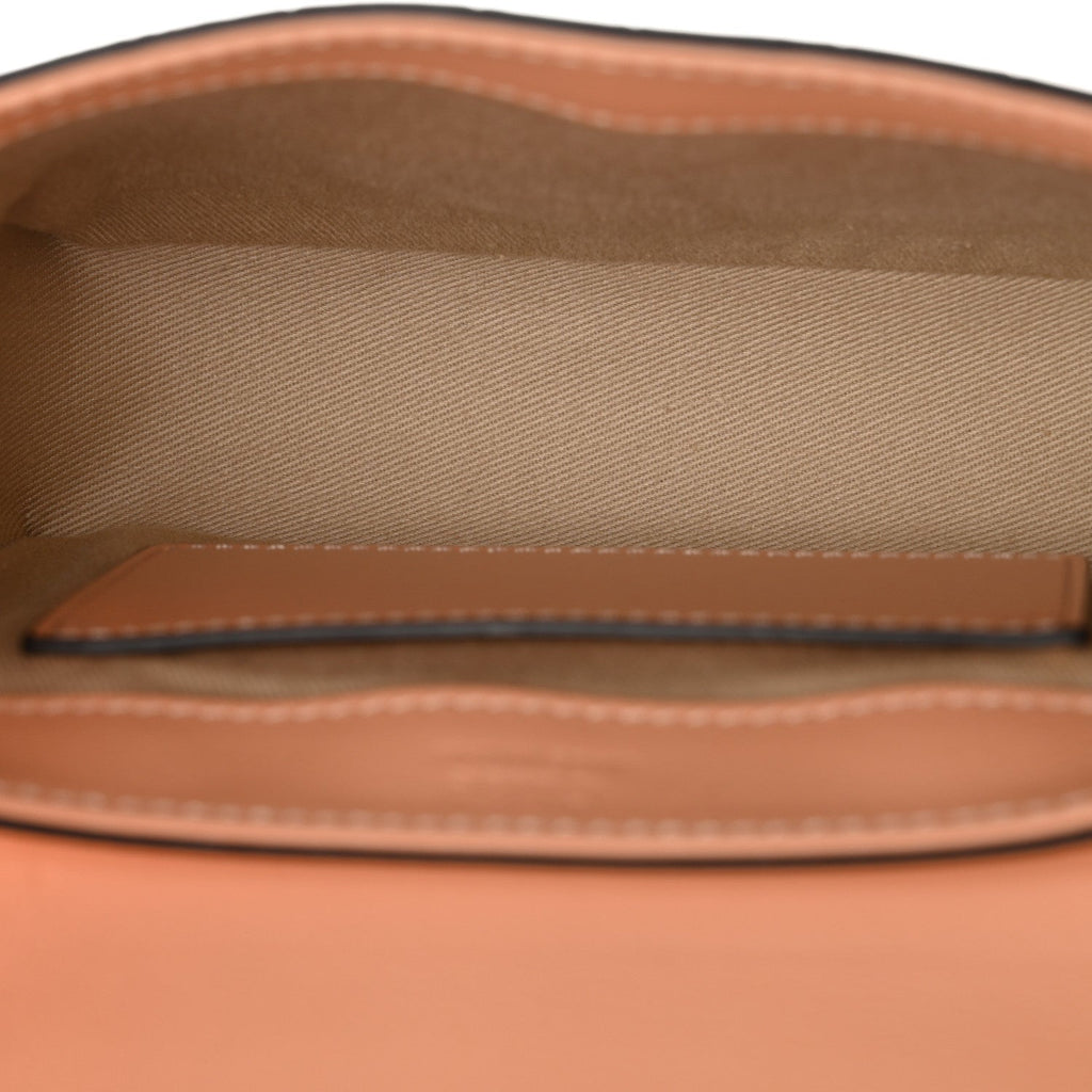 Calfskin Crocodile Embossed Mini C Double Carry Milky Orange