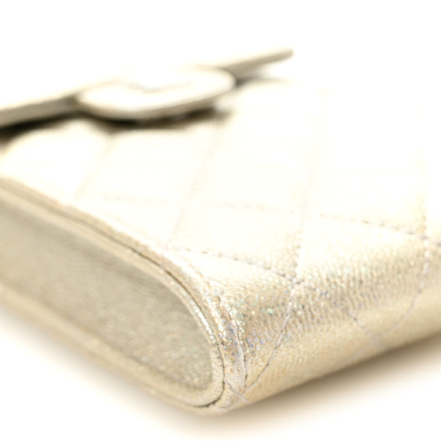 Metallic Caviar Quilted Classic Phone Holder Gold