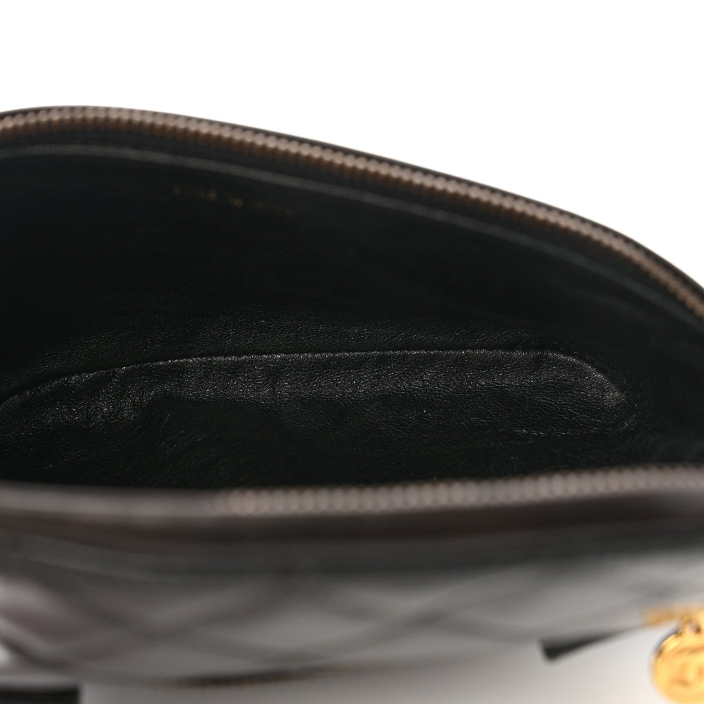 Patent Calfskin Quilted Waist Belt Bag 70 28 Black
