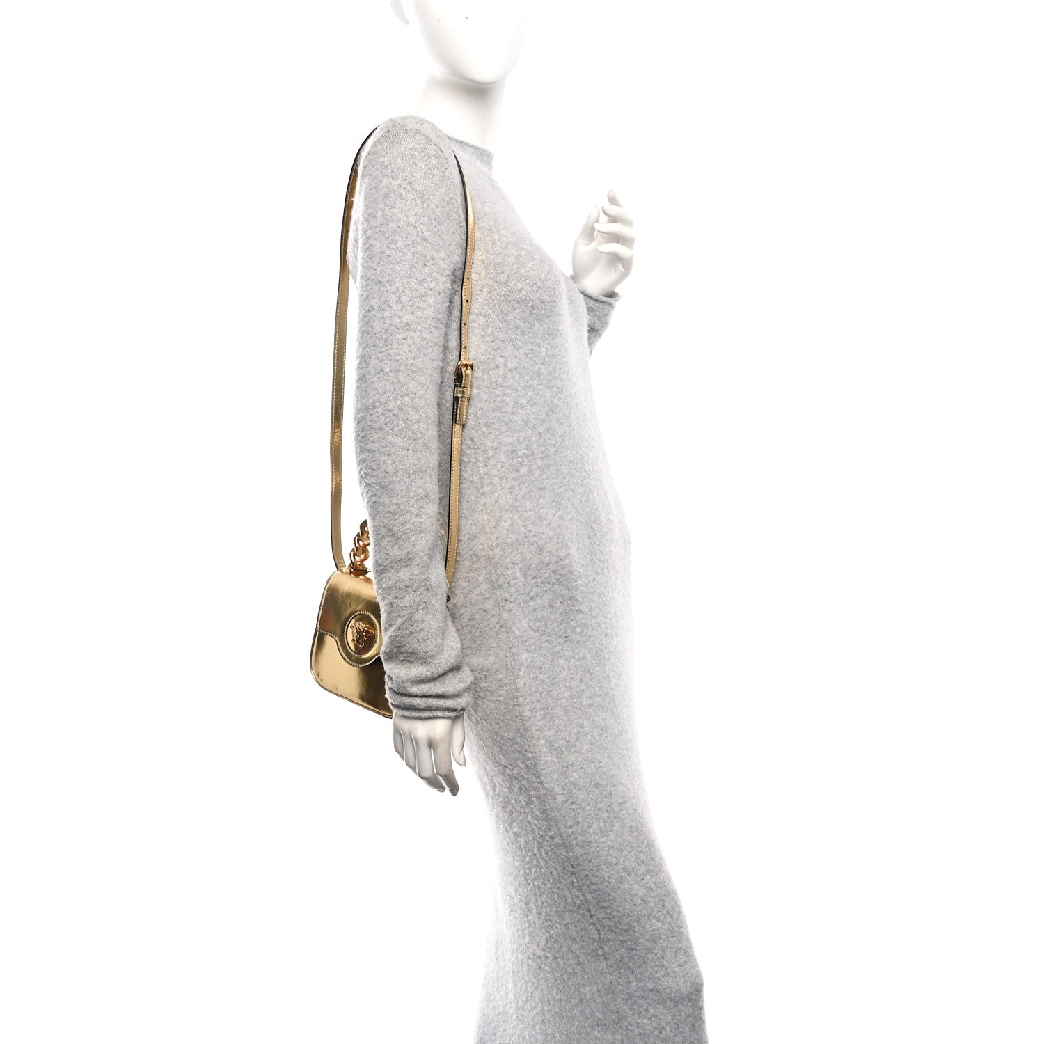 Metallic Calfskin Mini La Medusa Bag Gold