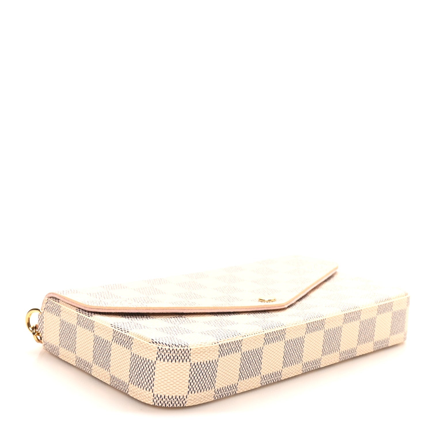 Damier Azur Pochette Felicie Chain Wallet Rose Ballerine