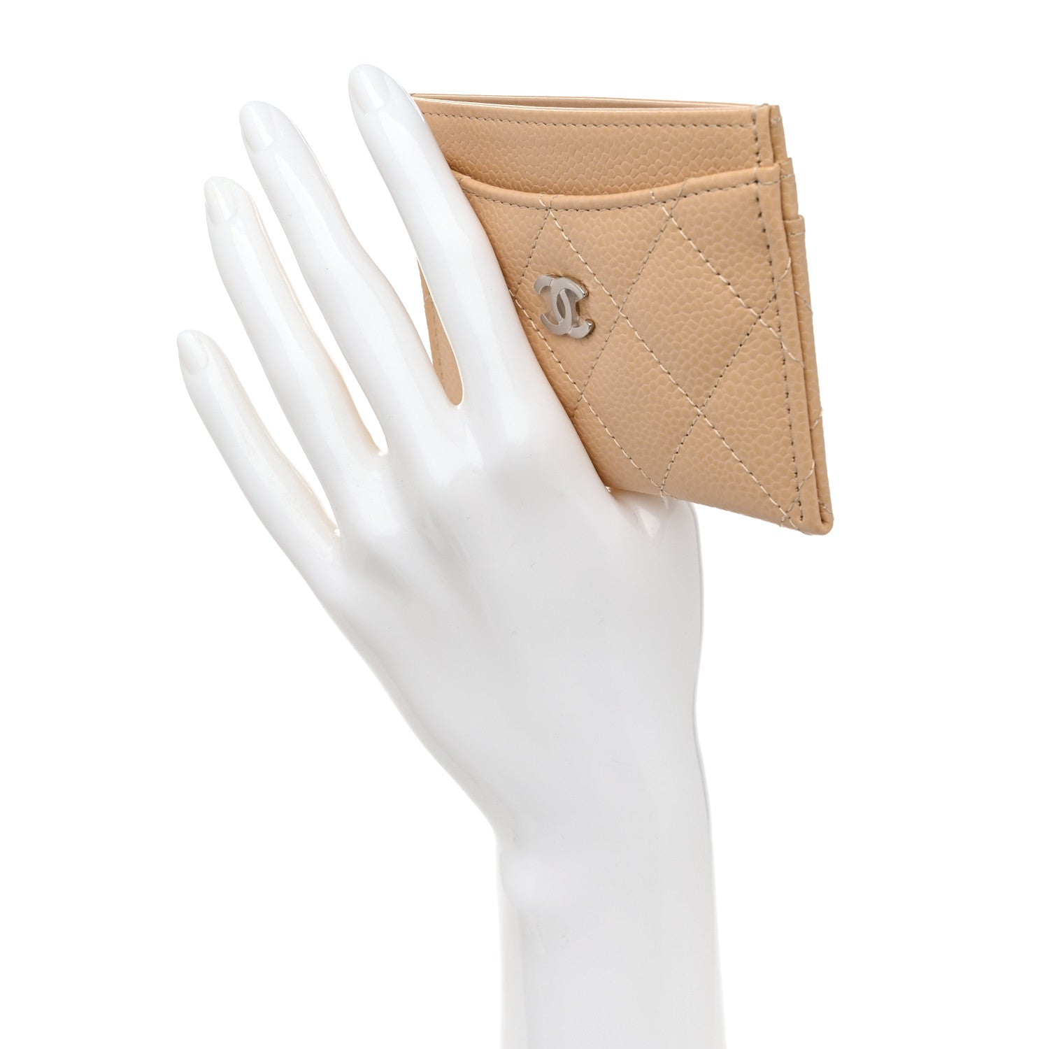 Caviar Quilted  Holder Beige