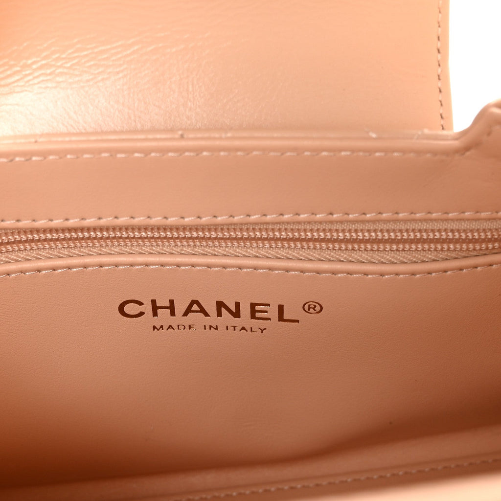 Shiny Aged Calfskin Quilted Nano Kelly Shopper Beige