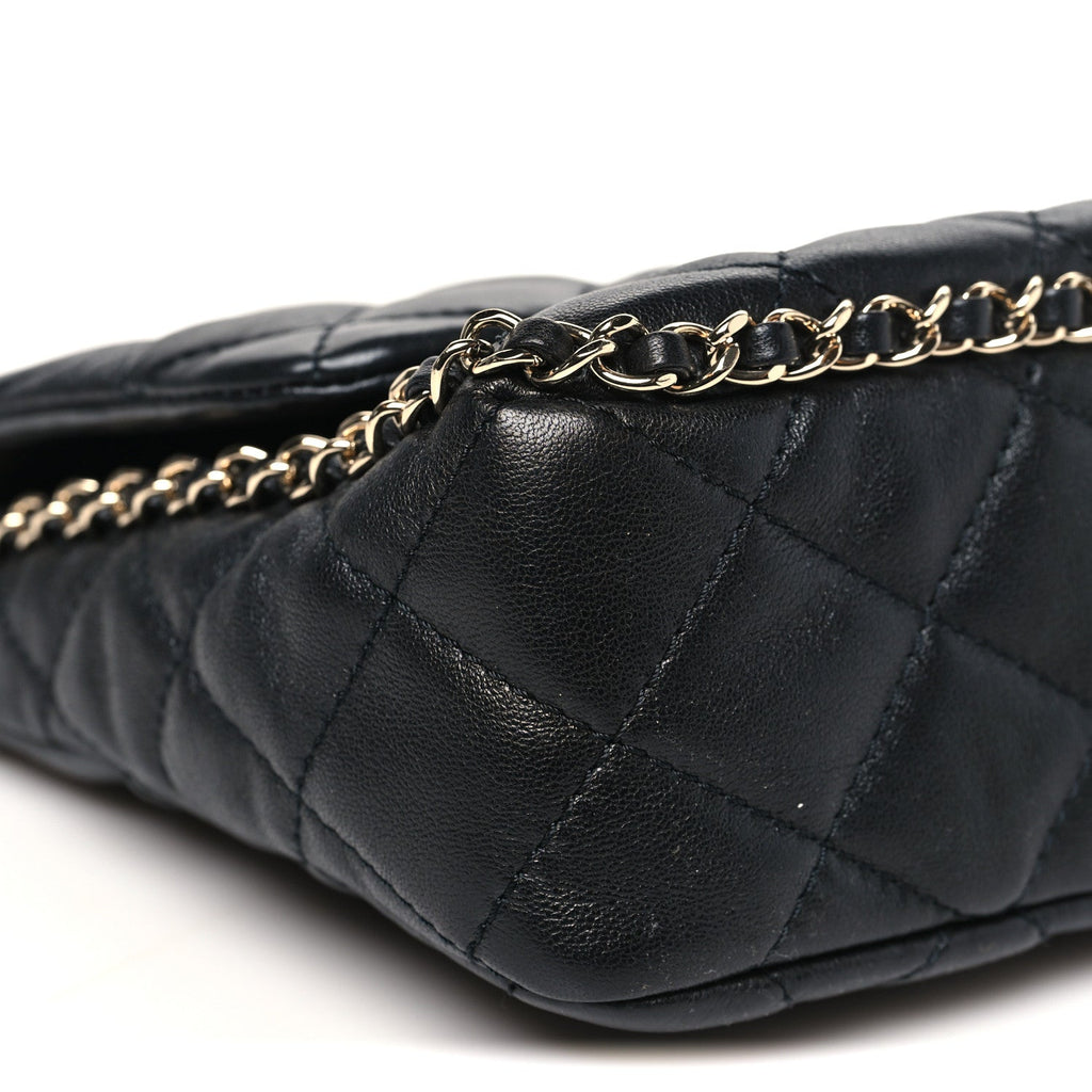 Lambskin Quilted Enamel CC Chain Frame Flap Black