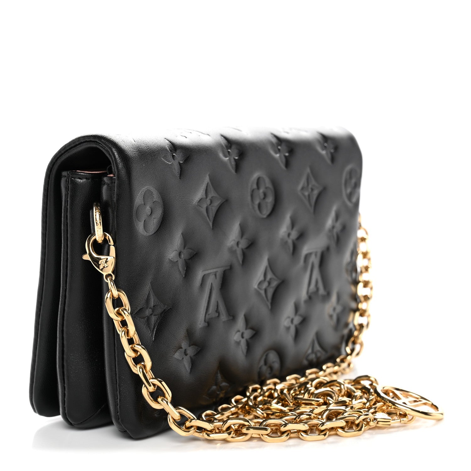 Lambskin Embossed Monogram Pochette Coussin Black