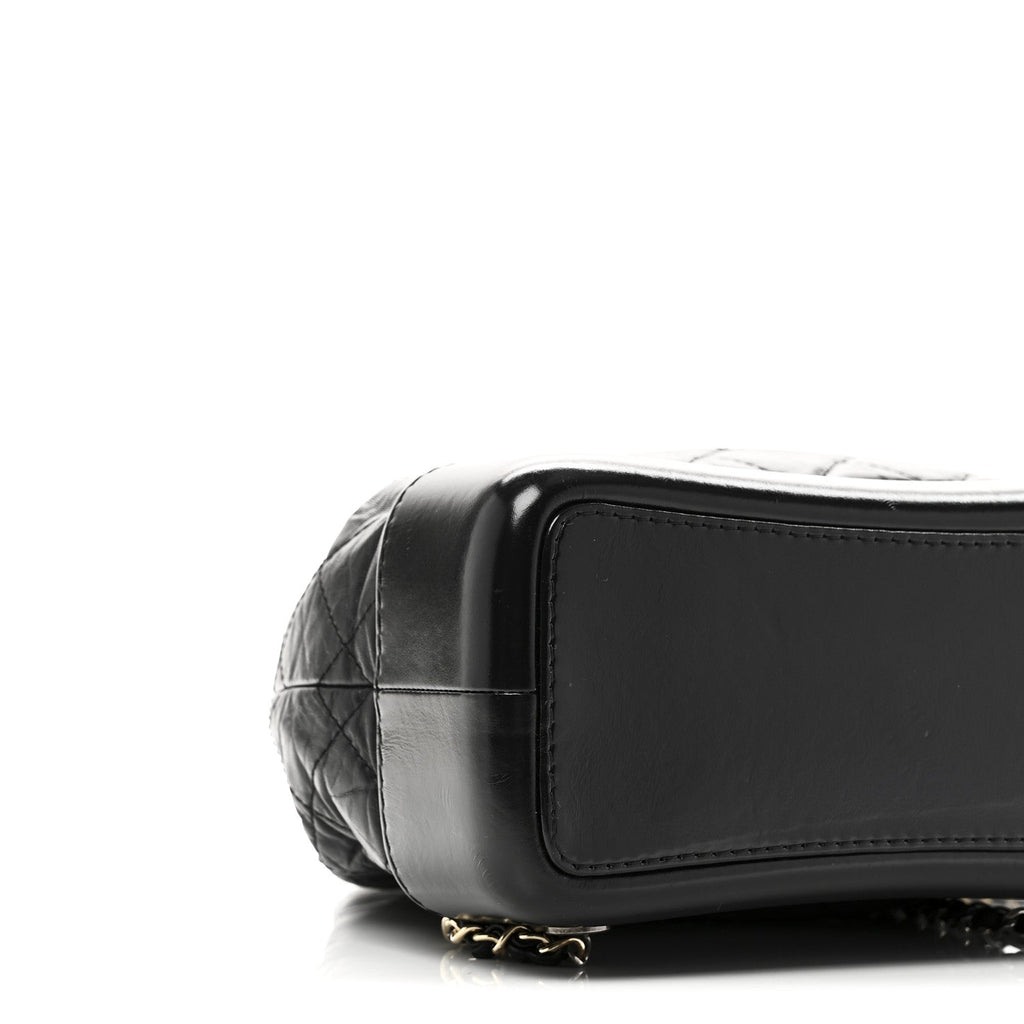 Aged Calfskin Quilted Small Gabrielle Backpack Black