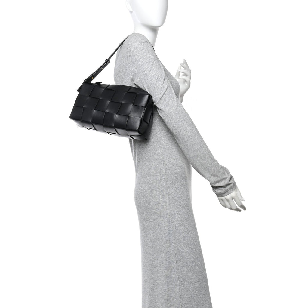 Lambskin Maxi Intrecciato Brick Cassette Bag Black