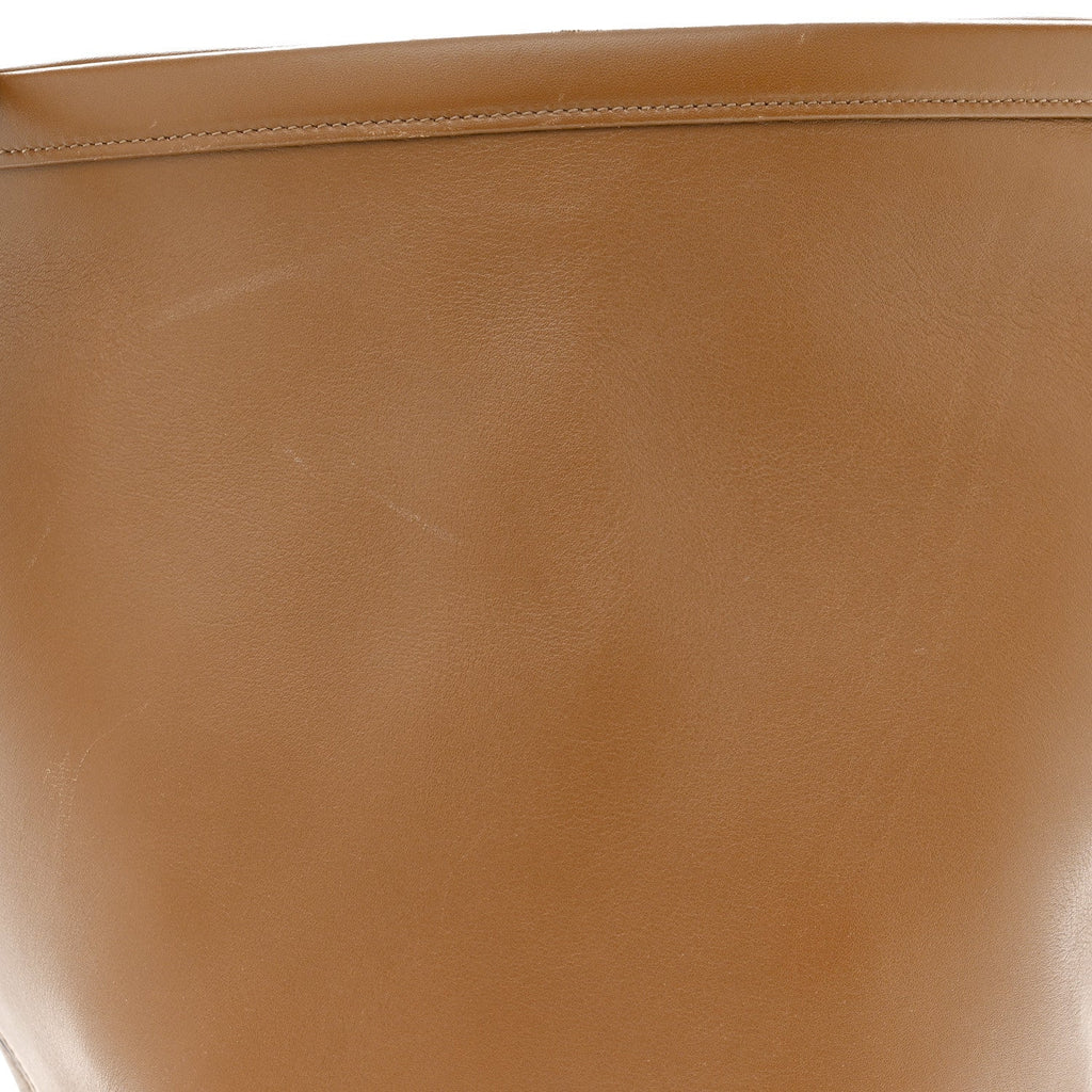 Smooth Calfskin Clasp Bucket Bag Brown
