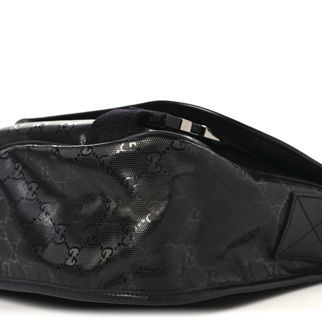 Imprime Monogram Medium Double Buckle Flap Messenger Bag Black