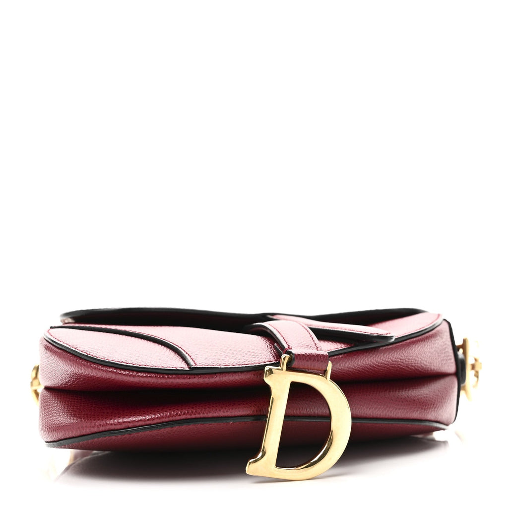 Grained Calfskin Mini Saddle Bag Red