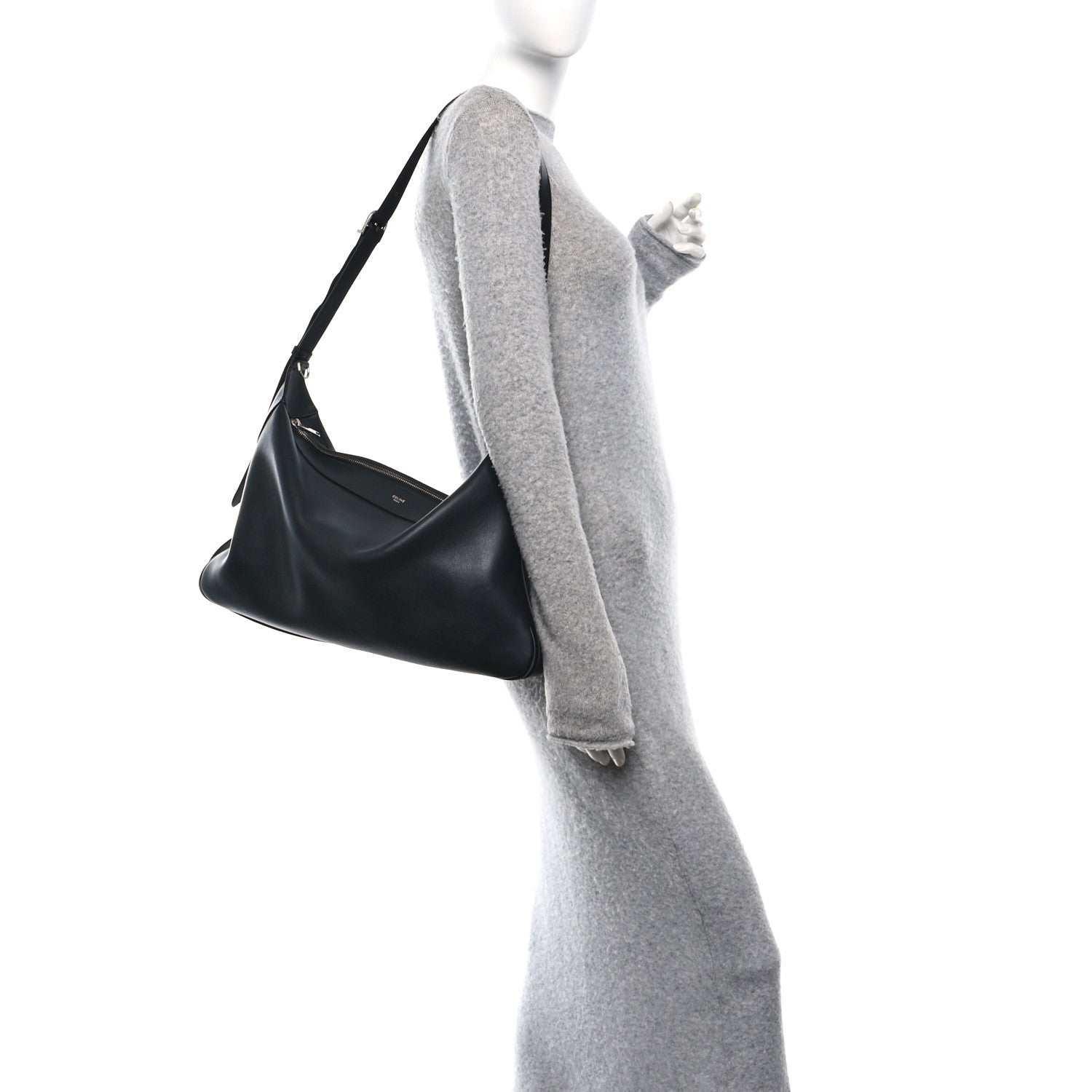 Supple Calfskin Large Romy Shoulder Bag Black