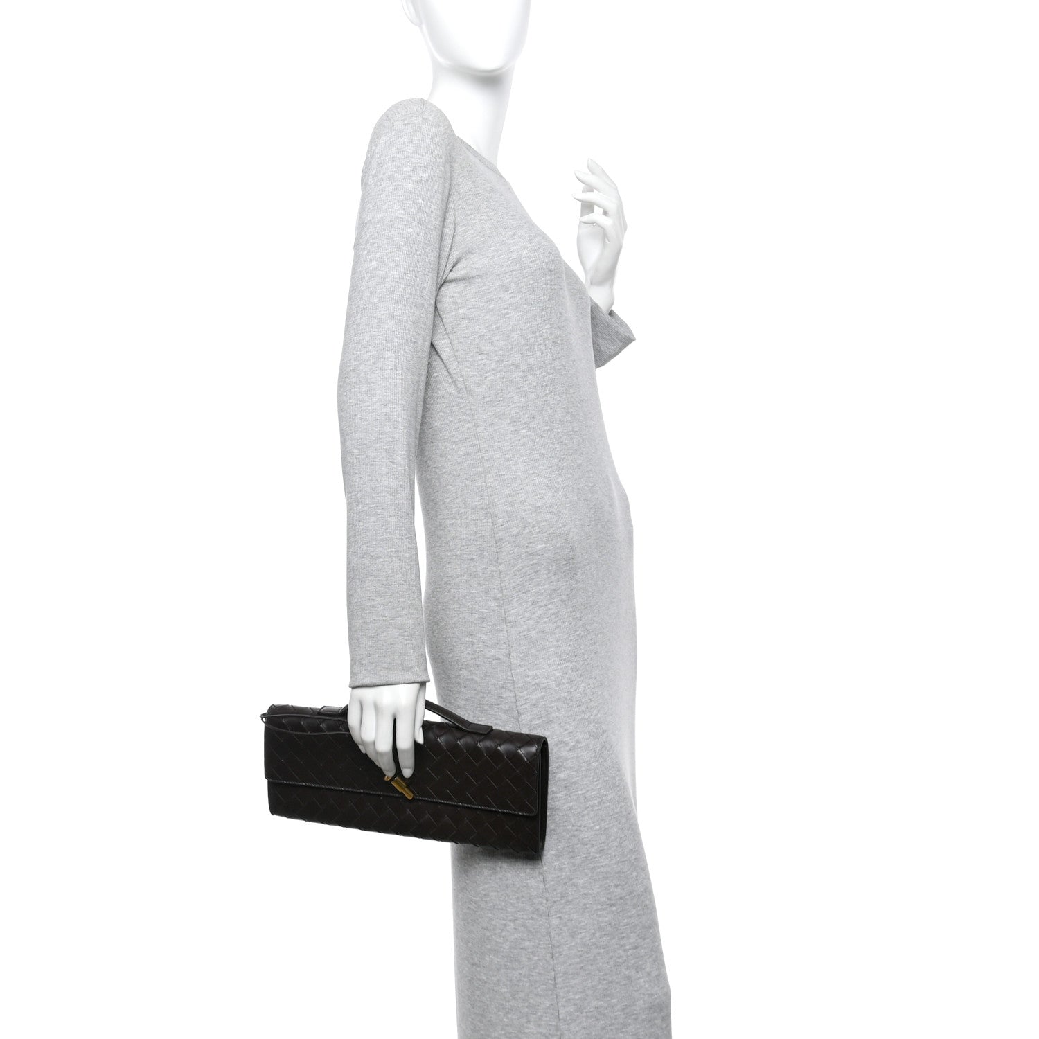 Nappa Intrecciato Long Andiamo Top Handle Clutch Fondant