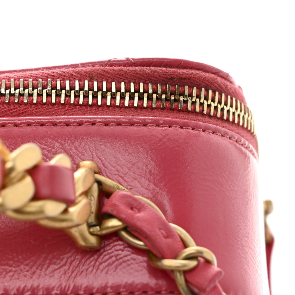 Crumpled Calfskin Quilted Small Get Round Top Handle Vanity Case Pink