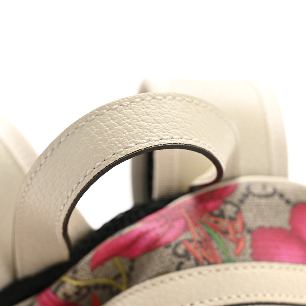 GG Supreme Monogram Flora Web Small Ophidia Day Backpack White