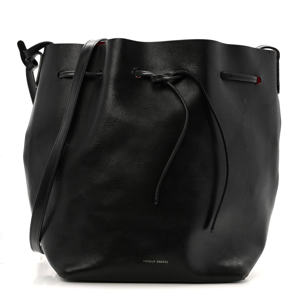 Vegetable Tanned Calfskin Bucket Bag Black Flamma