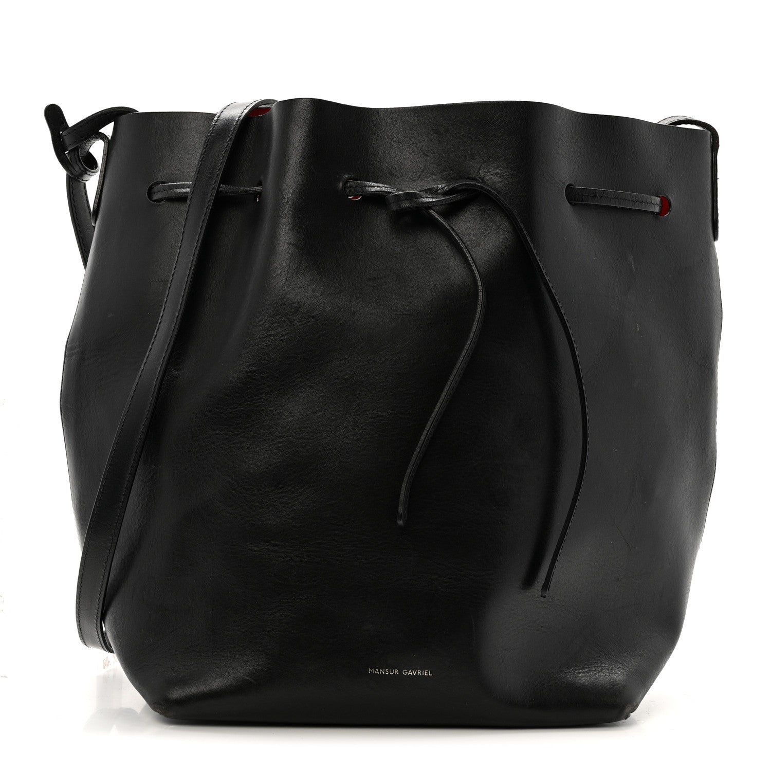 Vegetable Tanned Calfskin Bucket Bag Black Flamma