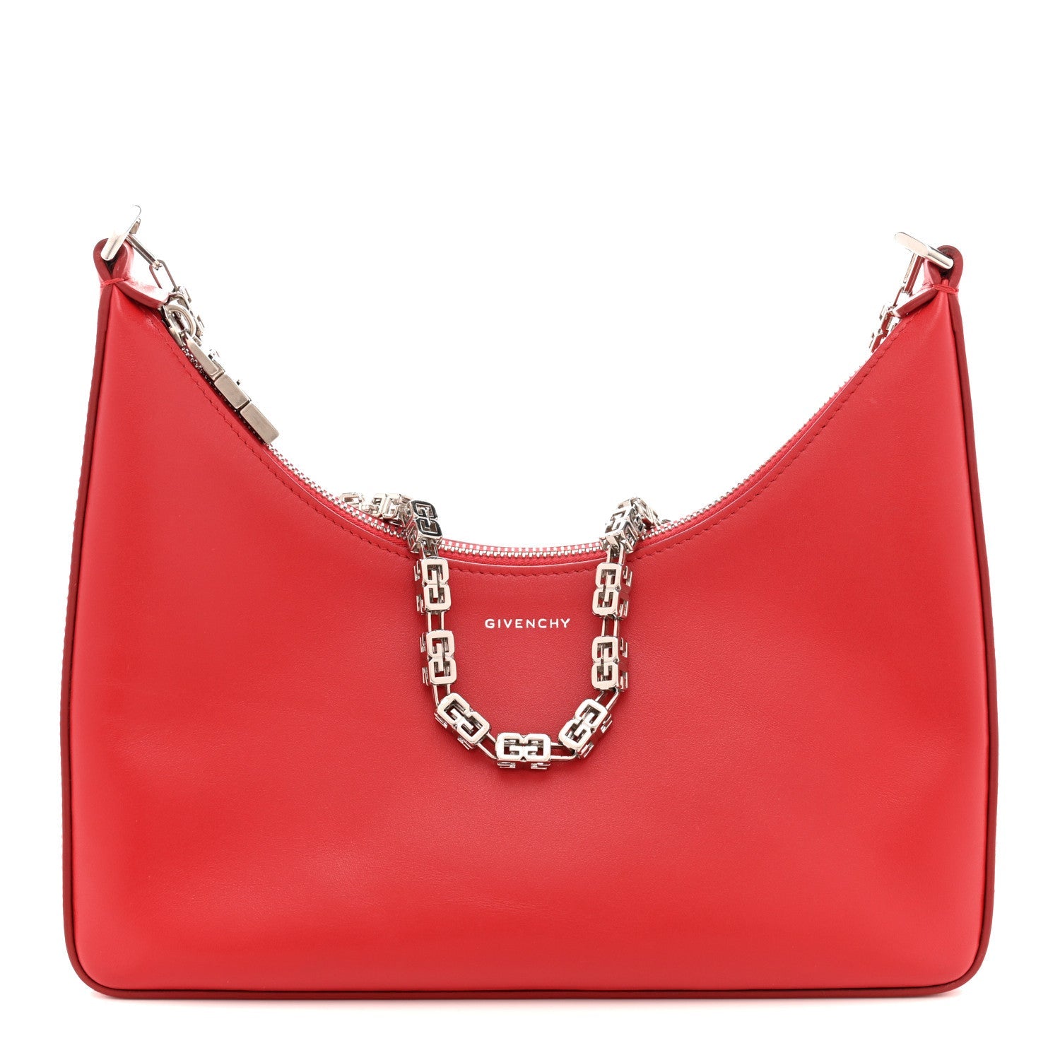 Smooth Calfskin Small Moon Cut Out Shoulder Bag Dark Red