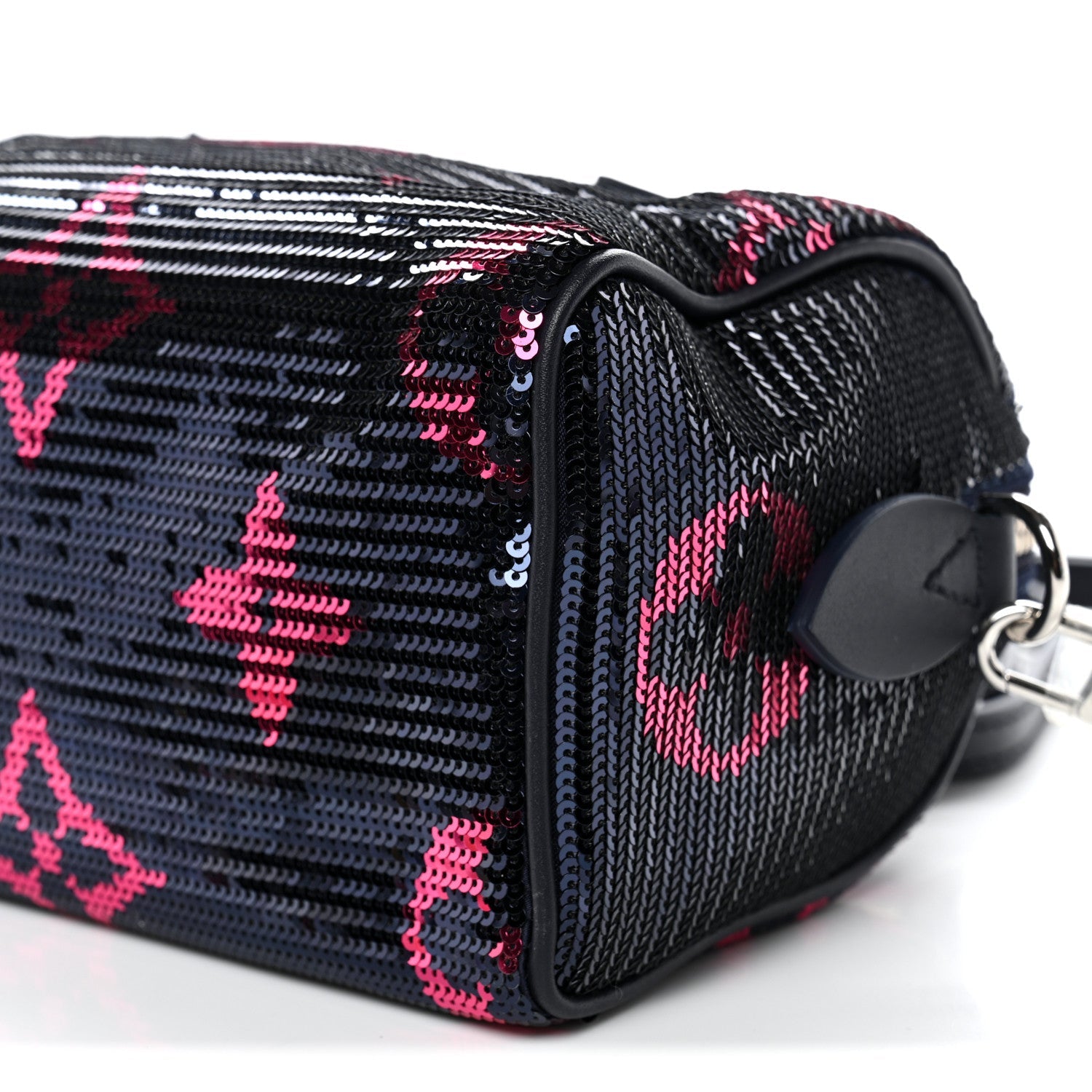 Giant Monogram Sequins Speedy Bandouliere 18 Navy Fuchsia