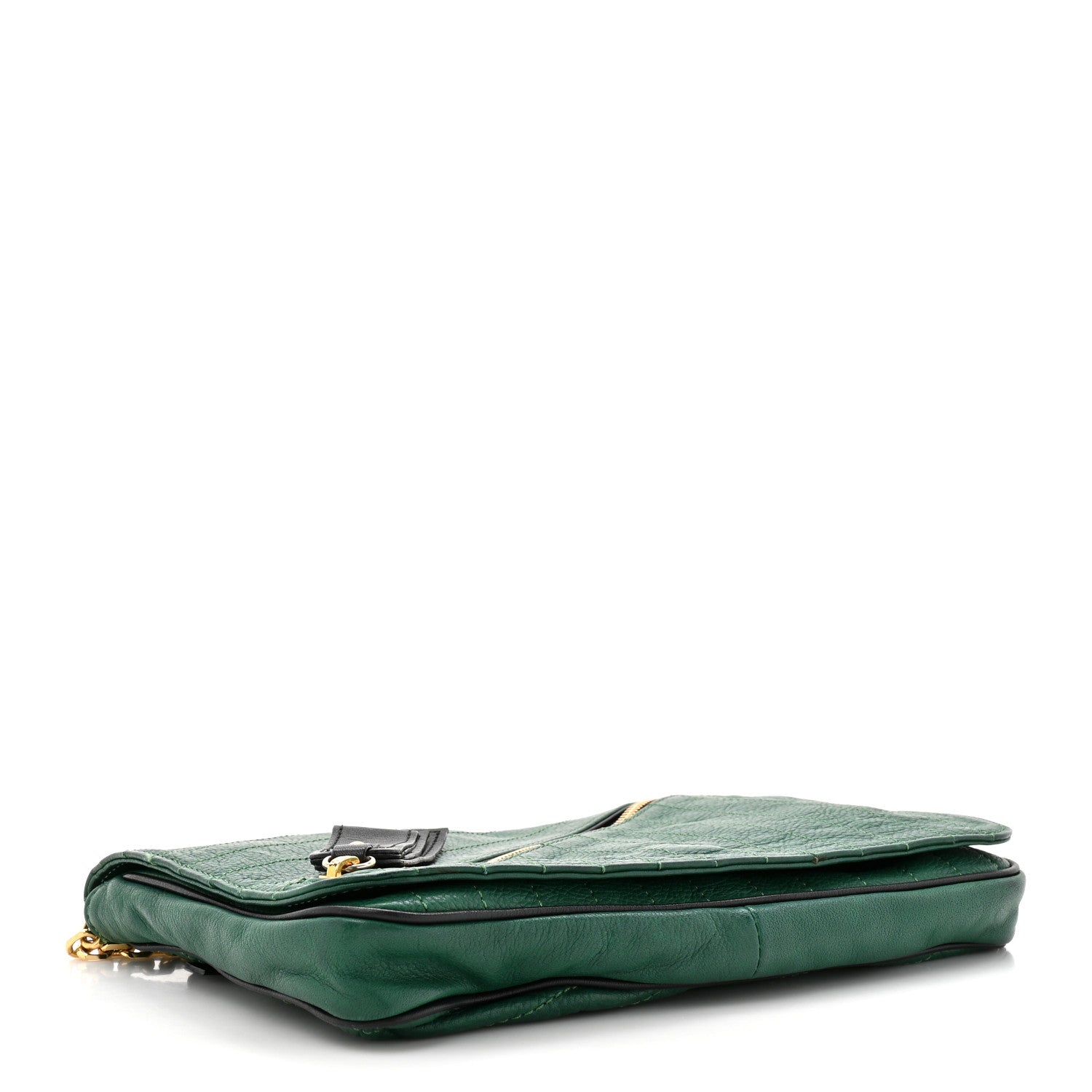 Calfskin Trophe Twist Pocket Shoulder Bag Emerald