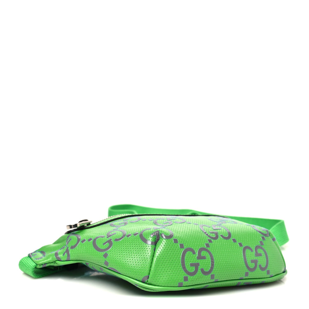 Calfskin GG Tennis Bi-Color Embossed Belt Bag Joy Green Joy Blue