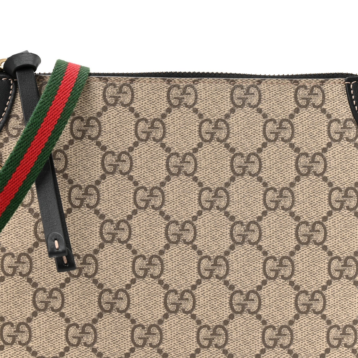 GG Supreme Monogram Textured Calfskin Small Emblem Shoulder Bag Beige Black