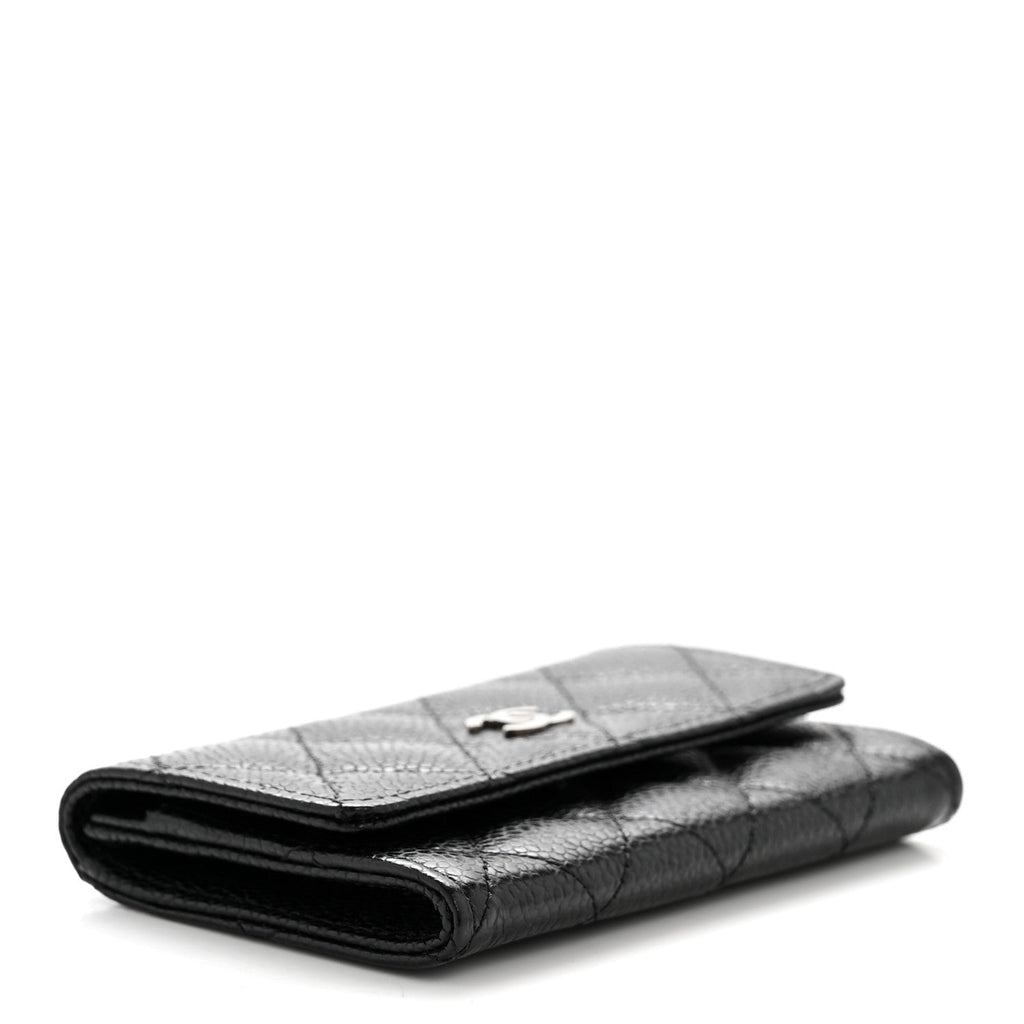 Caviar Quilted Flap  Holder Black