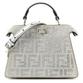 Crystal Vitello Laminato FF Petite Peekaboo I SEE U Satchel Crystal Argento