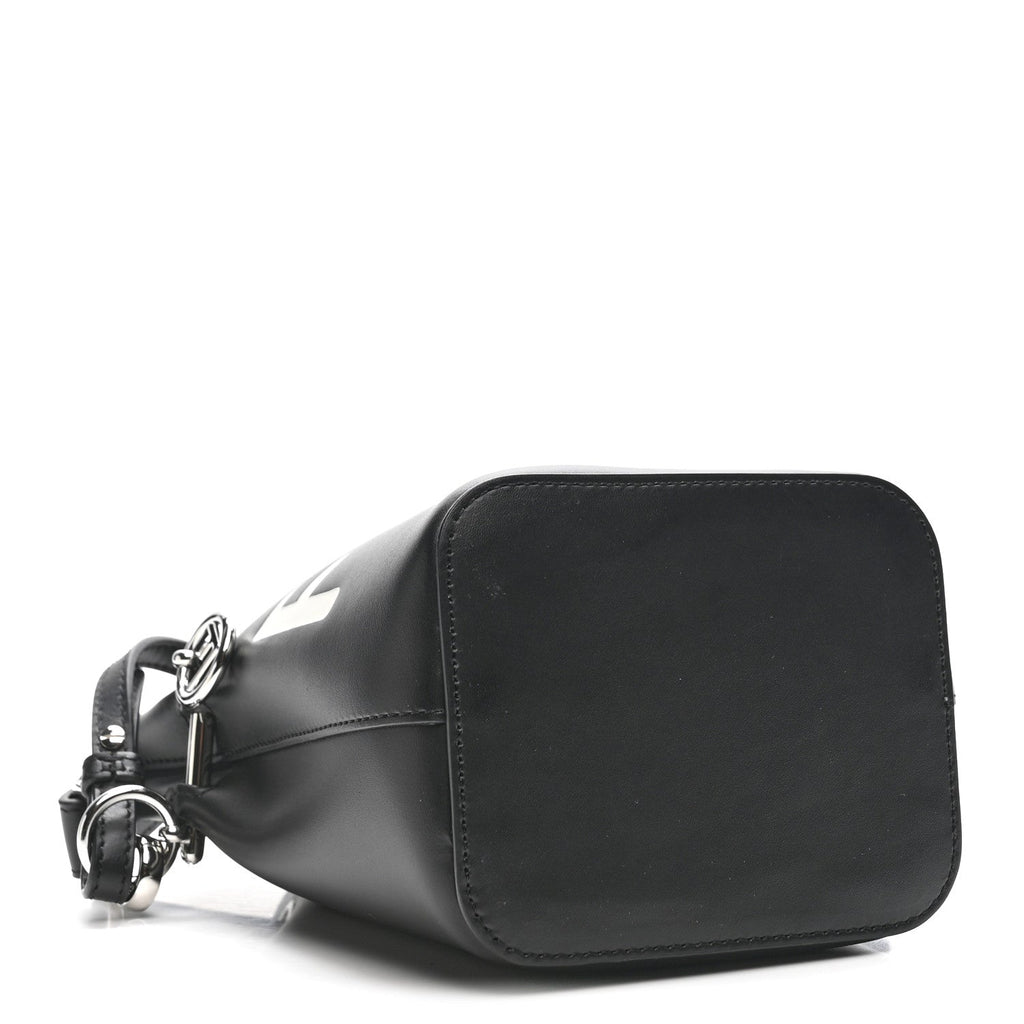 Vitello King F is Fendi Logo Embossed Mini Mon Tresor Bucket Bag Black