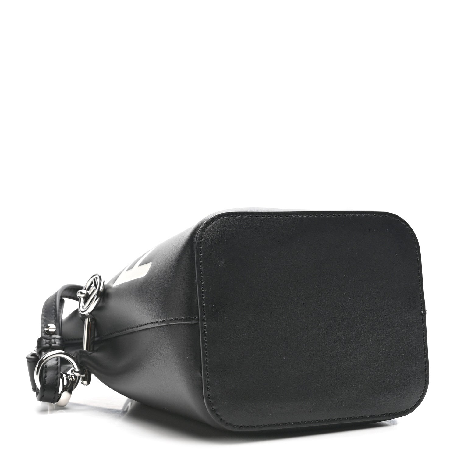 Vitello King F is Fendi Logo Embossed Mini Mon Tresor Bucket Bag Black