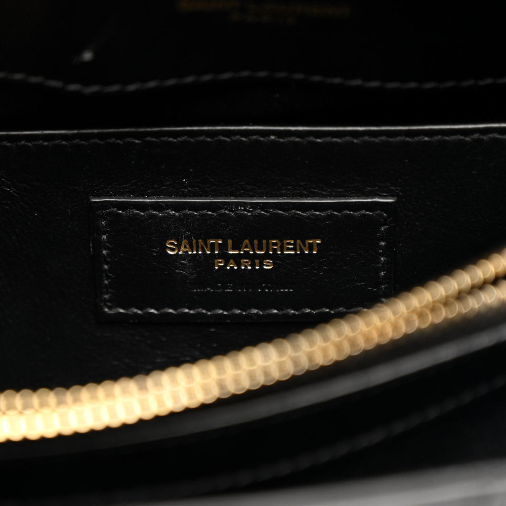 Calfskin Y Quilted Monogram Small Loulou Chain Satchel Black