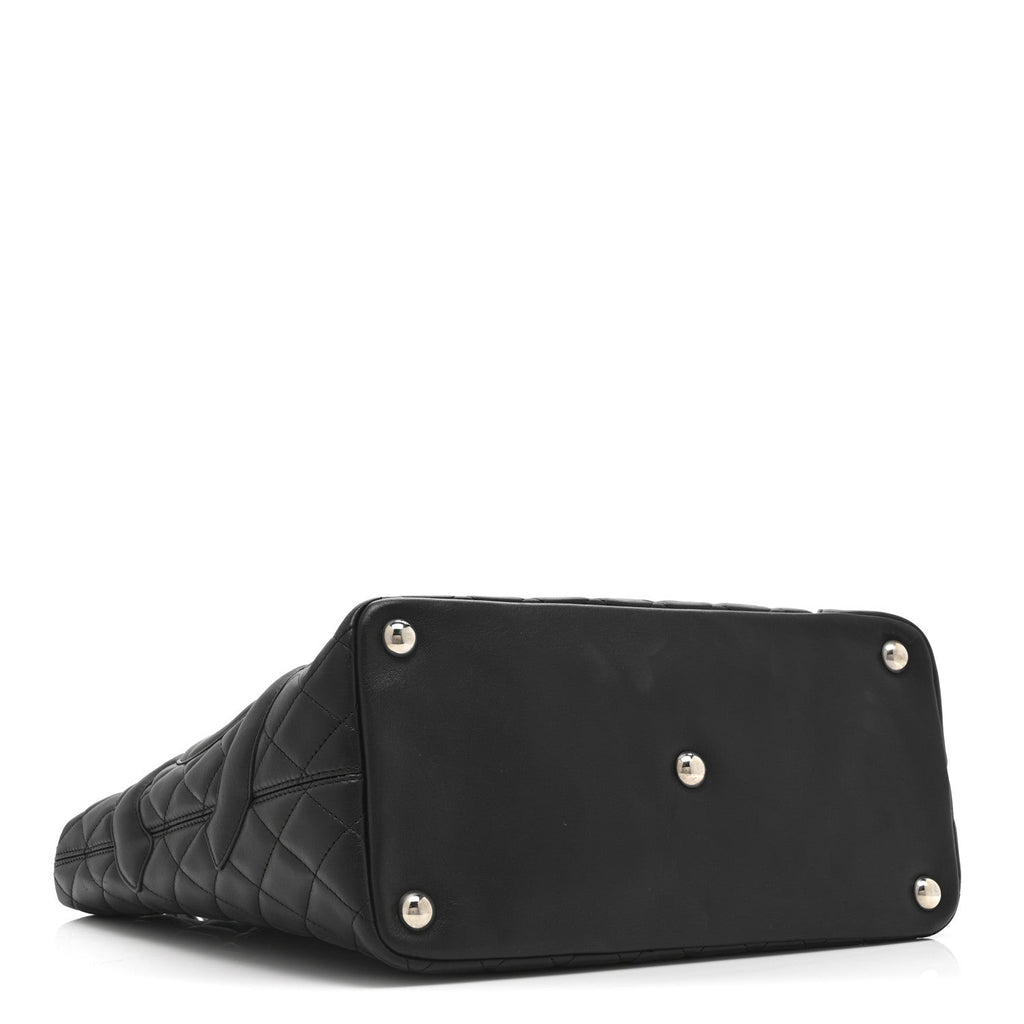 Calfskin Quilted Large Cambon Tote Black