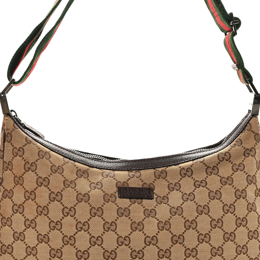 Monogram Web Medium Half Moon Hobo Dark Brown