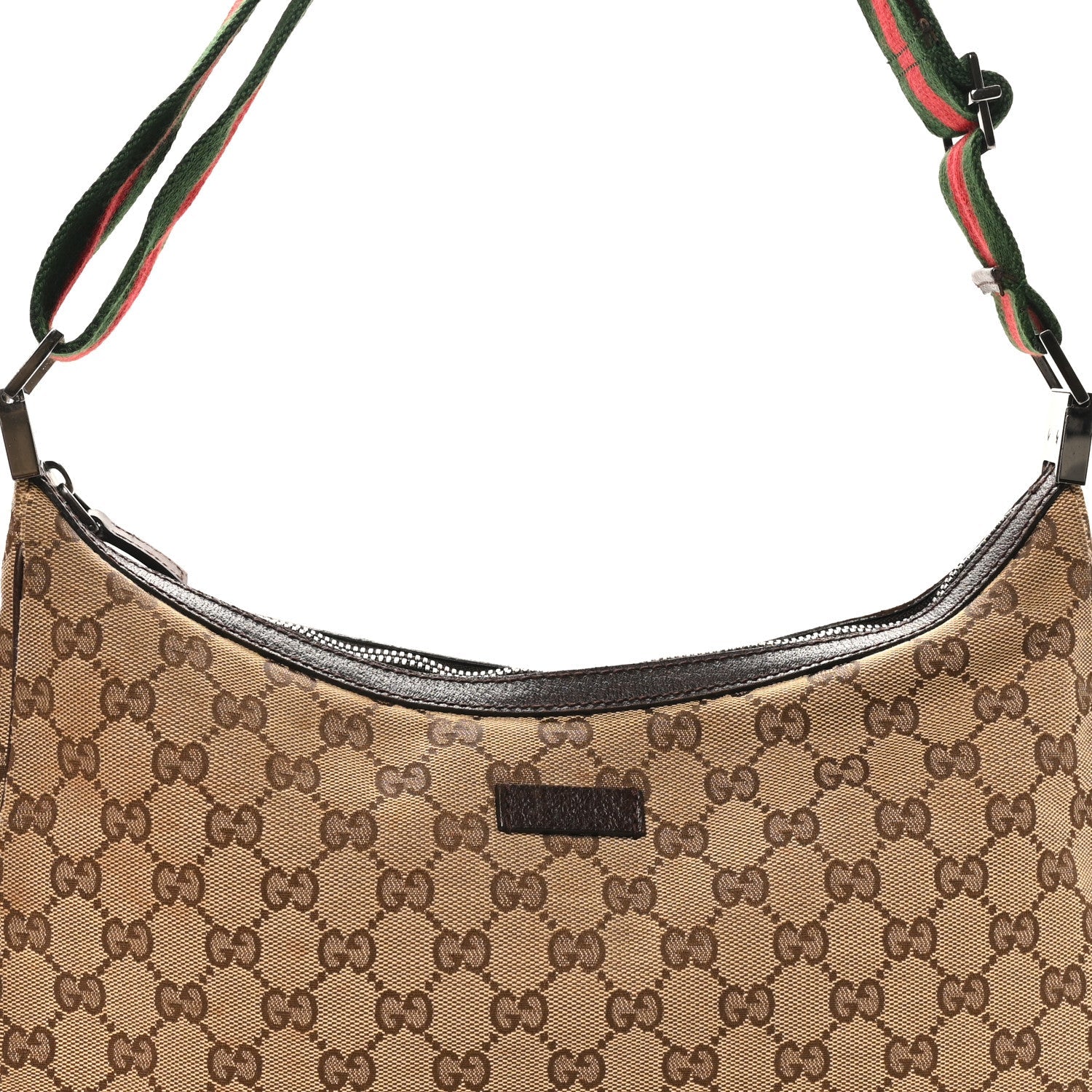 Monogram Web Medium Half Moon Hobo Dark Brown